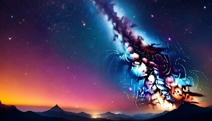 night sky filled with colorful stars and the milky way galaxy background of the starry sky with a panoramic view ideal for a copy space image