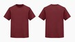 © Studio HK - Red maroon t shirt front and back view, isolated on white background. Ready for your mock up design template.