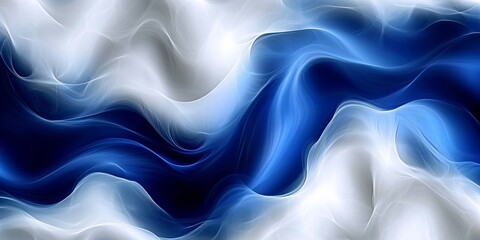 Wall Mural - Elegant Ethereal Abstract Wave Background with Gentle Swirls of Blue and White Fluid Movement Art