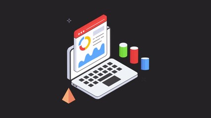 Wall Mural - Business Growth graph Animation alpha channel
