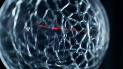 Abstract sphere with textured surface and red line