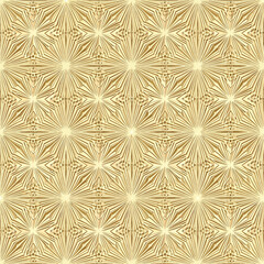 Wall Mural - Intricate golden floral pattern with radial symmetry and geometric design elements, seamless pattern, Stock royalty free image.