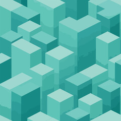 Wall Mural - Isometric teal cubes create a calming abstract geometric pattern design, patern seamless, royalty stock.