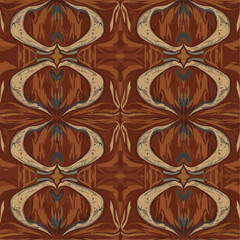 Wall Mural - Ornate earth-toned abstract pattern featuring symmetrical elements and textural design, seamless pattern, Stock royalty.