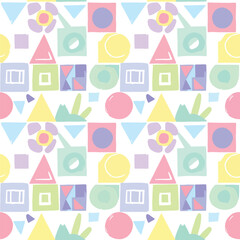 Wall Mural - Playful geometric shapes create a vibrant and colorful seamless pattern design, patern seamless, royalty stock.