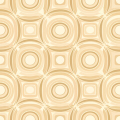 Wall Mural - Seamless retro pattern with circles and squares in shades of beige and tan, patern seamless, Stock royalty free.