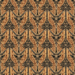 Wall Mural - Seamless traditional batik pattern featuring intricate cultural motifs in earthy tones, seamless pattern, royalty stock.