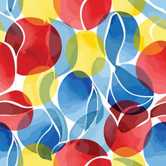 Wall Mural - Vibrant watercolor circles and abstract shapes create a colorful pattern design, seamless pattern, royalty free stock.