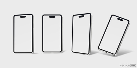 Wall Mural - smartphone mockup, set 3d phone, transparent background. vector