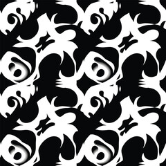 Wall Mural - Abstract black and white dragon pattern design seamless fantasy background, seamless pattern, royalty stock.