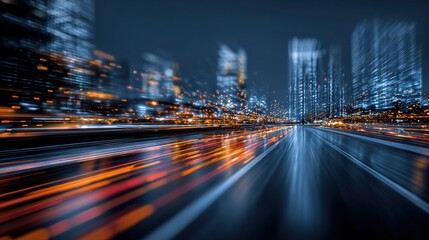 Digital data flow on road with motion blur to create vision of fast speed transfer  Concept of future digital transformation  disruptive innovation and agile business methodology : Generative AI