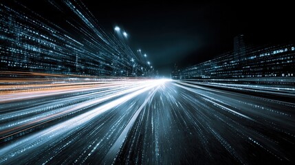 Digital data flow on road with motion blur to create vision of fast speed transfer  Concept of future digital transformation  disruptive innovation and agile business methodology : Generative AI