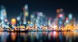 © li - Consulting with blurred city abstract lights background. High quality