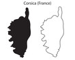 © Kasun - Simple Corsica France map silhouette vector. Clean black outline of the Mediterranean island, ideal for travel graphics, infographics, and design work