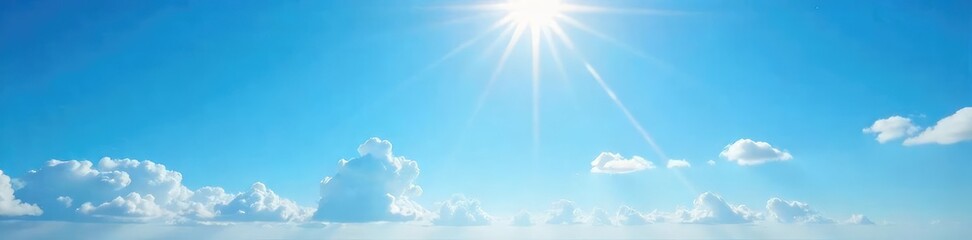 Wall Mural - Vast, cloudless expanse of brilliant blue sky, bathed in the warm glow of the sun Perfect for summer, travel, or nature themes , landscape, view, color