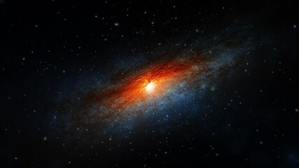 Wall Mural - loop glow orange blue nebula orion stars space travel cloud in deep space abstract sci fi background