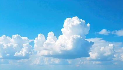 Wall Mural - A vibrant blue sky partially obscured by fluffy white clouds, creating a dramatic and beautiful contrast Perfect for themes of weather, nature, serenity, and hope , heaven, climate, air