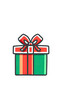 © Nikola Step - Minimal Flat Design Sticker Illustration of a Colorful Gift Box with Bow.