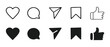 © LEAKAT - Set of generic social media user interface icons. Like, comment, share and save icons. Social media flat icons. Vector, flat outline icon isolated on white,