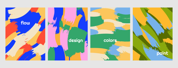 Canvas Print - Vector illustration. Hand drawn abstract color banner set. Ink brush strokes mess. Design for poster, invitation, gift card, coupon, book cover, web banner. Paint splatter. Pastel drawing style