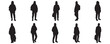 © MkJutt - Architectural Drawings trendy Gen Z fashion people with casual streetwear, sneakers, and backpacks silhouette vector illustration, front view, human person Minimal style hand drawn.