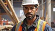 © Caren - Focused male construction worker in a work environment, displaying determination.