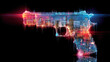 © Leopard - Urban crime visualization depicting a city skyline within a firearm graphic at night with neon color highlights