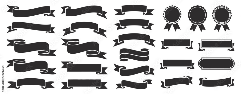 Ribbon Banner and Frame Vector Set, Vintage Decorative Clipart ...