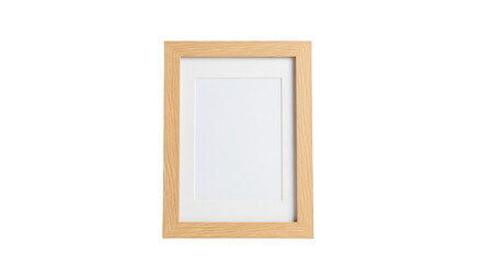 Empty wooden picture frame isolated on transparent background for mockup design