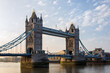 © Travel 'n' Lifestyle - View of the iconic Tower Bridge, a majestic Victorian structure with intricate towers and suspension cables, spanning the tranquil waters, London, Greater London, United Kingdom.