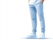 © nuanjan - Man in white shirt and blue pants study of casual attire relaxed posture