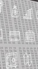 Wall Mural - Animation of multiple digital icons moving over data processing against white background
