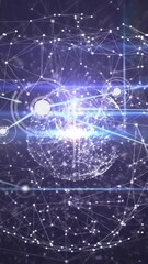 Wall Mural - Animation of network of connections with spots over globe
