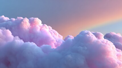 Wall Mural - pastel rainbow clouds background with soft light