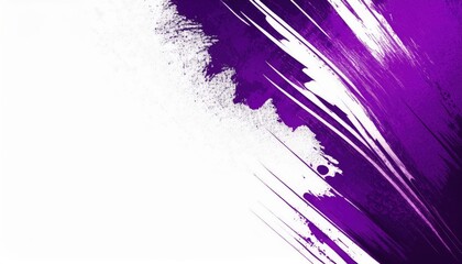 Wall Mural - bold purple paint brush strokes on white background with dynamic diagonal texture abstract design pe