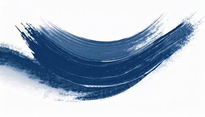Wall Mural - abstract navy blue brushstroke curve with textured paint flow on white background modern minimalist art for wallpaper or banner