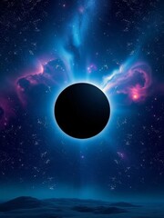 Wall Mural - An illustration of a solar eclipse in space with beautiful colors. 