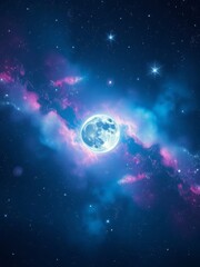Wall Mural - An illustration of a solar eclipse in space with beautiful colors. 