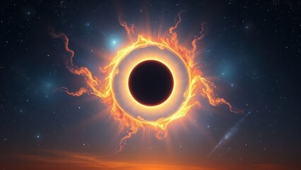 Wall Mural - An illustration of a solar eclipse in space with beautiful colors. 