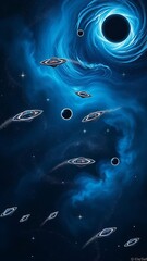 Wall Mural - An illustration of a solar eclipse in space with beautiful colors. 