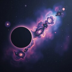 Wall Mural - An illustration of a solar eclipse in space with beautiful colors. 