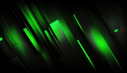 Wall Mural - glowing green abstract digital lines on black background with sleek geometric shapes perfect for mod