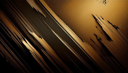 Wall Mural - abstract golden brush strokes on dark background with smooth texture, metallic gradient, and modern 