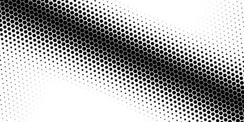 Wall Mural - horizontal black halftone of hexagon design for pattern and background. Eps10. Vector Ilustration
