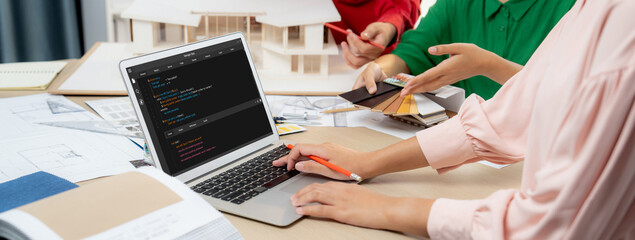Software development programming on computer screen for brisk application and program coding