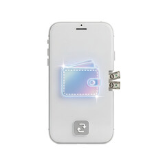 Modern white smartphone displaying abstract digital content isolated on transparent background