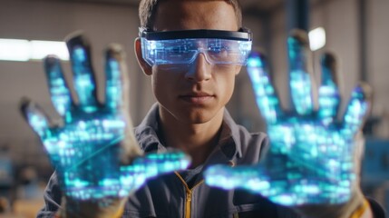 Person using futuristic ar glasses