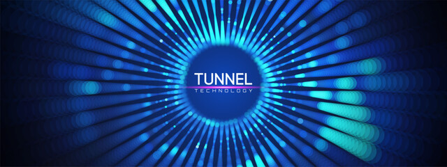 Quantum background tunnel with abstract portal and AI wormhole for dot tech or space cyber illustration. Technology code vector and line matrix with pattern graphic and hole science design.