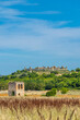 Monteriggioni dominating the Tuscan countryside from its hilltop position