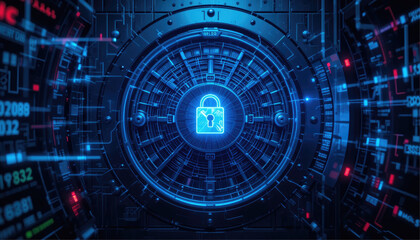 Secure digital vault background.